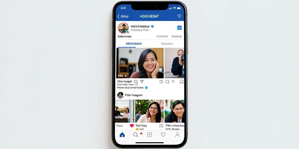 Antarmuka aplikasi HOKIHEBAT dengan beragam filter Instagram menarik.