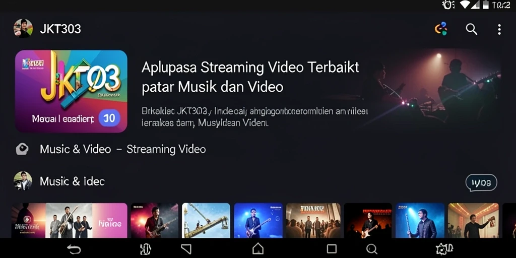 Tampilan antarmuka aplikasi JKT303 untuk streaming video yang user-friendly.