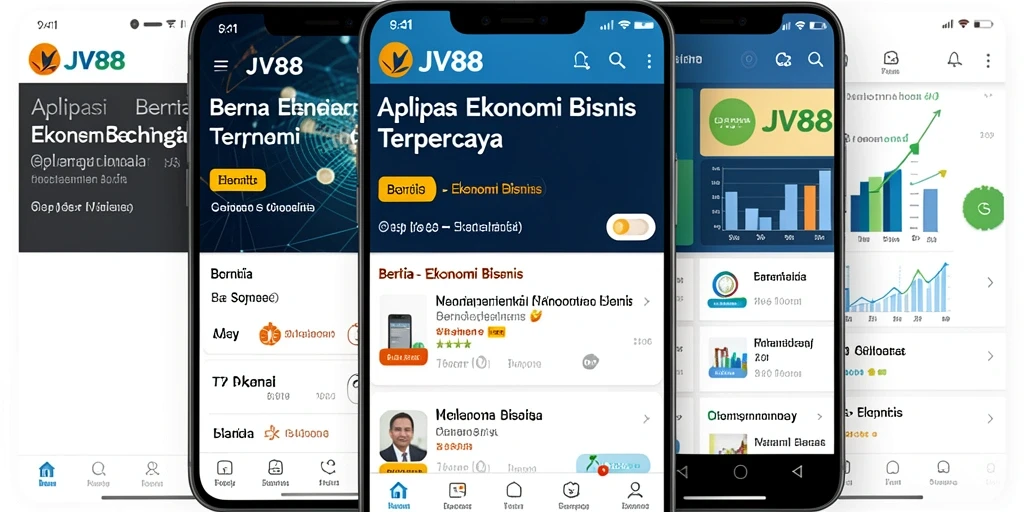 Antarmuka aplikasi JV88 yang menampilkan berita ekonomi terkini.