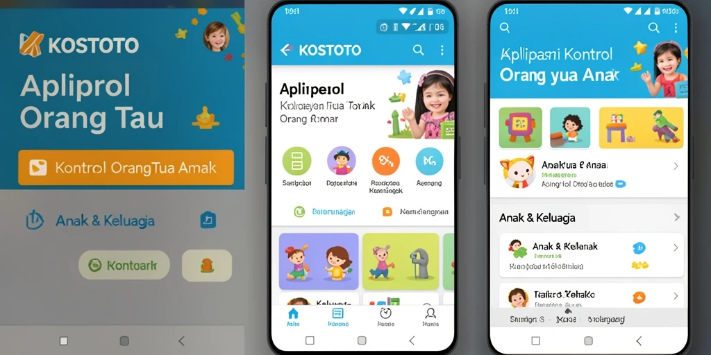 Tampilan antarmuka aplikasi KOSTOTO untuk kontrol orang tua.