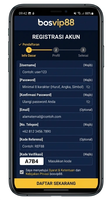 Cara Mudah Daftar Akun Baru bosvip88